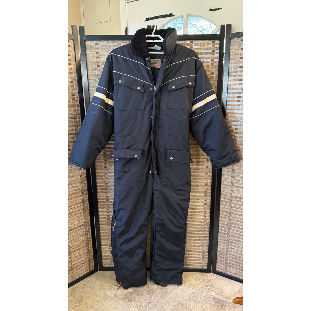 Walls Insulated Coveralls Mens XL Regular Navy Blue Vintage 80s Blizzard-Pruf